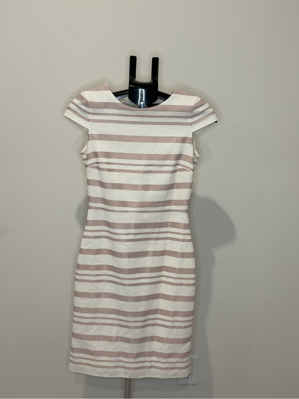 J. Crew Pink and White Striped Cap Sleeve Sheath Dress